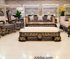Unique Handcrafted Sofa Set With golden wooden paint