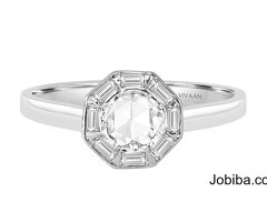 CLASSIC ROSE CUT DIAMOND ‘HEXAGON’ RING WITH BAGUETTES — VIVAAN