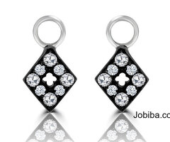 Captivating Diamond Window Earrings in Blackened White Gold — VIVAAN