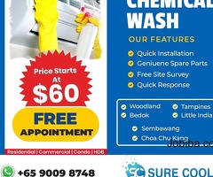Free Appointment - Aircon Chemical Wash $60