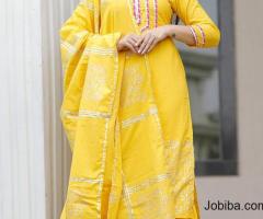 Buy Yellow Plazo Suit for Women at 33% off - Mirraw
